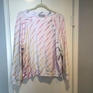 Wildfox Ombré Lightning Bolt White Sweatshirt Sz S